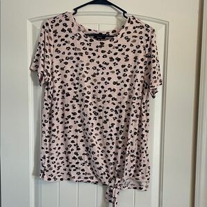 Jones New York Pink and Black Leopard Print Tee